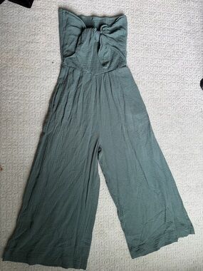 Strapless Wide-Leg Jumpsuit in Dusty Sage